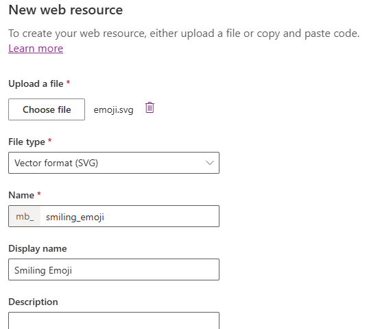 Adding a web resource