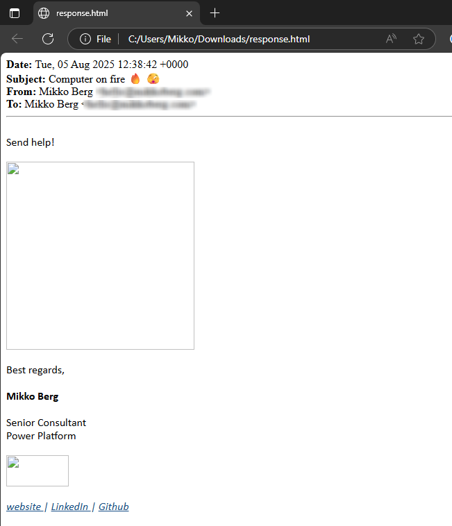 Response HTML file